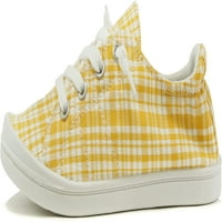 Soda ravne žene cipele posteljina platna na tenisicama čipkasti udruženi stil Natični ljubimci cik-s žuti senf plairani 8