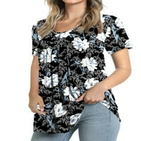 Voguele Women majica cvjetni print majica V izrez TEE Holiday Tunika Bluza Baggy ljetni vrhovi XL