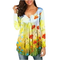 Odeerbi košulje za žene prevelike majice s dugim rukavima modna tiskana labava majica Bluza Okrugli