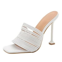 Sandale za pete za žene - novi stil Ležerne prilike, Square-on Strijel Square Summer Sandals White-8