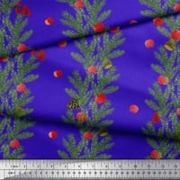 Soimoi plava mahovina Georgette tkanina Cherry & Pine listovi ispisa šivaći tkaninski dvorište