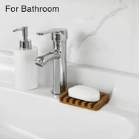 Drvena sapuna za tuš za kupaonicu, držač sa sapunom sa samostalnim ladicom, sapunica odvoda prirodnog vodopada, set od 2