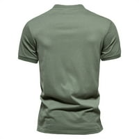 Zeleni vrhovi za muškarce Muška majica s kratkim rukavima Solidna modna vez okrugla vrata Tanka fit