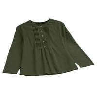 Voguele Dame Tops majice Dugme Dugačka bluza Business Tunic Majica Casual Green 2xl