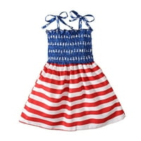 Fridja Girls USA haljina za zastavu, plaže haljine casual bez rukava američka zastava princess suncu