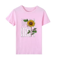 Gotyou Proljetni vrhovi Žene Ljeto Ležerne prilike modne tiskane kratkih rukava T-majica Pink XXXXL