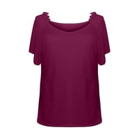 Ženske modne košulje ruffle rukave suželjene prednje odjeće za djevojke V-izrez majicu Solid color tisak
