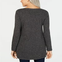 Karen Scott ženski teksturirani tunički džemper veličine drvenog uglja