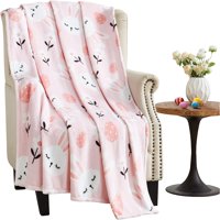 Domaći dekor Velvet Fleece bacajte pokrivač: Proljetne zečice Uživajte u frolicku u cvijećem Zabava,