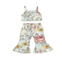 Calsunbaby Toddler Baby Girl Summer Outfits - kaiš za print bez rukava Top Bell donje plant cvjetna