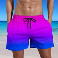 Leesechin muški kratke hlače Atletic casual chakis gradijentne kratke hlače s džepovima Elastična struka hlače na plaži ČASNOST Ljubičasta L