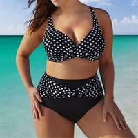 Cuoff bikini ženske točkice postavlja dvije s kupaćim kostima za plažu crni l