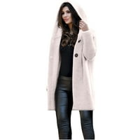 Lannger jakne za žene, žene s dugim rukavima čista boja labav dugačak duks kardigan s kapuljačom sa
