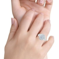 Simulirana kubična cirkonija - dva halo prstenasta bridalna postavljena srebrna srebra