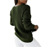 Ženski džemper sa loptomFHK, Ležerne prilike dugih rukava V Curnky Knit pulover