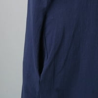 Ženska haljina ženske casual labave pune boje pamučne posteljine džepova duga košulja haljina za žene