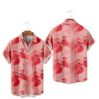 Muški povremeni stilski crtani kratki rukovi Flamingo tiskane košulje pamučna majica
