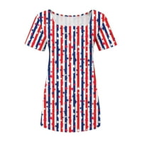 T majice za žene kratki rukav bluze Regularne fit t majice Pulover TESE vrhovi USA Zastava za ispis
