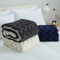 Sherpa Fleece pokriva kraljica, reverzibilni jakardovi dekor sa dvostrukim slojem kreveta za krevet,