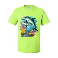 Par dupina koji plivaju u oceanskoj ljubavniku Muška grafička majica, sigurnosna zelena, 3xl