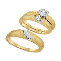 Jewels 10kt Žuto zlato Njegov njen okrugli dijamantski pasijans Usklađivanje vjenčanog set CTTW veličine