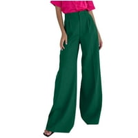 Ženske casual pantalone labave pune boje gumne velike struke ravne hlače sa džepom pada modni rad pantalone