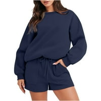 Dyegold Women odijelo Duks CrewNeck Prevelici Shortshirt Horts Ležerne prilike Casual Cosy Pajamas Tacksuit