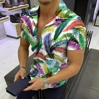 Ayolanni Muška havajska gumba za ispis dolje majica Muška havajska majica za plažu za letnju boho majica