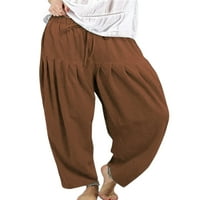 Colisha Ladies harem hlače široka noga dugi pant visoke struke Landrna pantalona na plažu dno na plaži