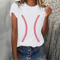 Amidoa bejzbol udobna ženska majica Tee kratki rukav okrugli izrez Tanka bluza Baseball mama vježbanje majica na vrhu ljetnog trendi