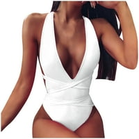 Ženska kupaći kostim seksi dubokog V izrez kupaći kostim Crisscross self Tie Monokini Solid Boja High