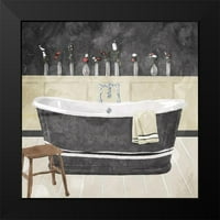 Villa, Mlli crni moderni uokvireni muzej umjetnički print pod nazivom - kupaonica cvjetovi tamne