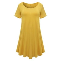 Ženski ljetni vrhovi Crew Crt Solid bluza Casual ženske majice kratkih rukava Žuta l