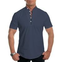 Havajska majica za muškarce Ljeto Čvrsto postolje ovratnik kratkih rukava Ležerna majica gornje plave