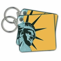 3Droza Liberty SAD - Šareni kolaž lica statua Liberty - ključni lanci, 2. po, skup od 2