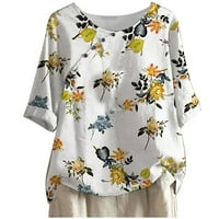 Kakina s slatkim ljetnim ženskim vrhovima kauzalna bluza za ispis 1 2Sleeve majica Ljetni vrhovi majica s majicom žuta, s