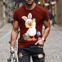 Muške sretne uskrsne majice Crew Crt Cute Egg Bunny Grafički kratki rukav Bluze Ležerne prilike Redovni