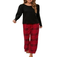 LUMENTO žene dvije pidžama za spavanje za spavanje dugih rukava i plairane hlače PJ odijelo noćna odjeća