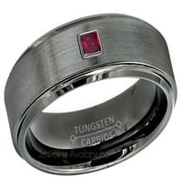 Prsten od brušenog oružja - 0,05ct Princess Solitaire Ruby Ring - Personalizirani volfram Vjenčani prsten