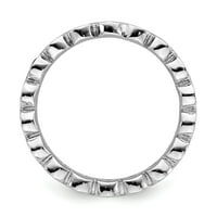 Sterling srebrni izraz za slaganje ružičaste turmalinske prsten - veličina 6