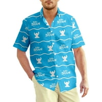 Lilo Stitch Najbolji prijatelj Floral Hawaii Muški prugasti kratki rukav Regularni fit poplin majice