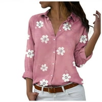 Gotyou T majice za žene Ženska modna labava cvjetno tiskano dugme dugih rukava Bluza Ležerne vrhove