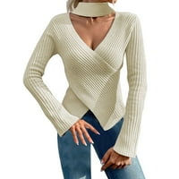 Žene tanki džemper pulover žene Womens Vintage Shawl Carrigan Gumb s rebrastim oblogom dolje džemper