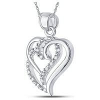 Zlatna zvezda Sterling Silver ženski okrugli dijamant dvostruki privjesak za srce CTTW