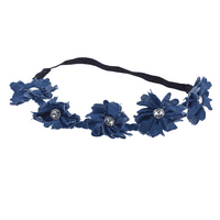 Lu oprema Blue Denim Crystal Rhinestone Cvjetni kruni Cvjetni headwrap