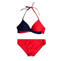 TAWOP WOMENS kupaći kolima za trbuhu Žene Seksi Print Solid Tri Dvije plaže Bikini kupaći kostim crvene