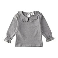 Izhanske casual dečje dečje dečje dečje dečke dugih rukava majica ruffle bluza vrhovi puloveri sivi