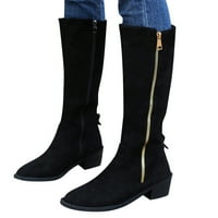 Elegantne ženske čizme dame modne vintage čvrste boje šiljaste bočne patentne cipele s potpeticama dugim