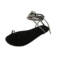 Ženske sandale za remenu ravne veličine rhinestone kopče Velike nožne modne ženske sandale
