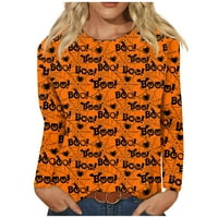 Vrhovi za žene plus veličine s dugih rukava Crewneck Halloween Print majica labav pulover Grafička casual